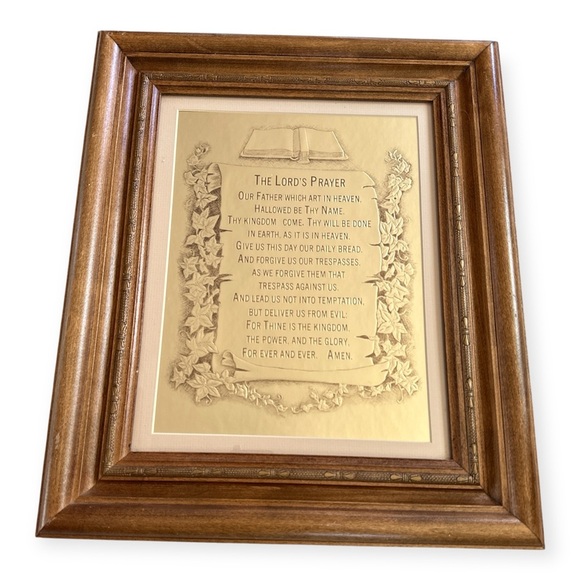 Other - Vintage Brown Framed Lord's Prayer Wall Art